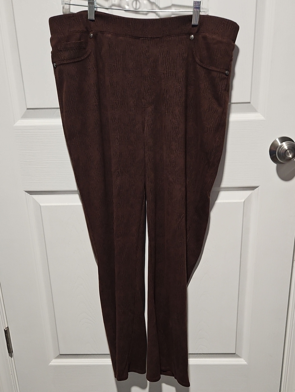 DG2 by Diane Gilman Dark Brown Pull-On Straight Leg Trousers